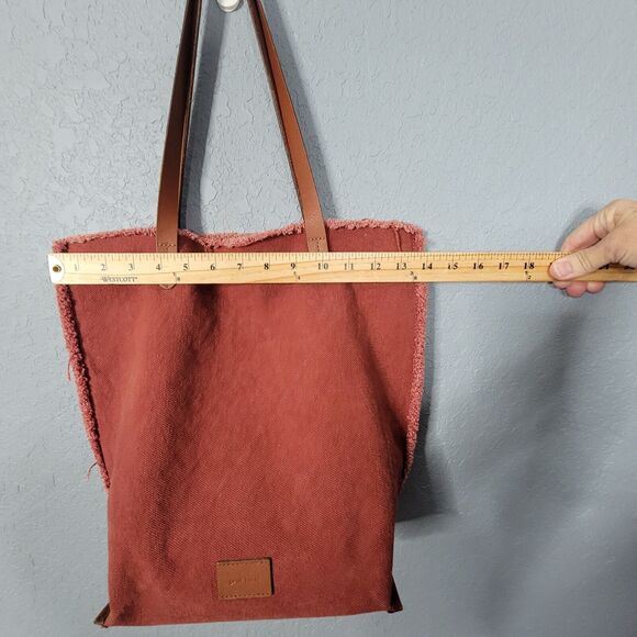 Graf Lantz Hana Cotton Woven Canvas Leather Strap Shoulder Tote Bag Purse - Picture 10 of 16